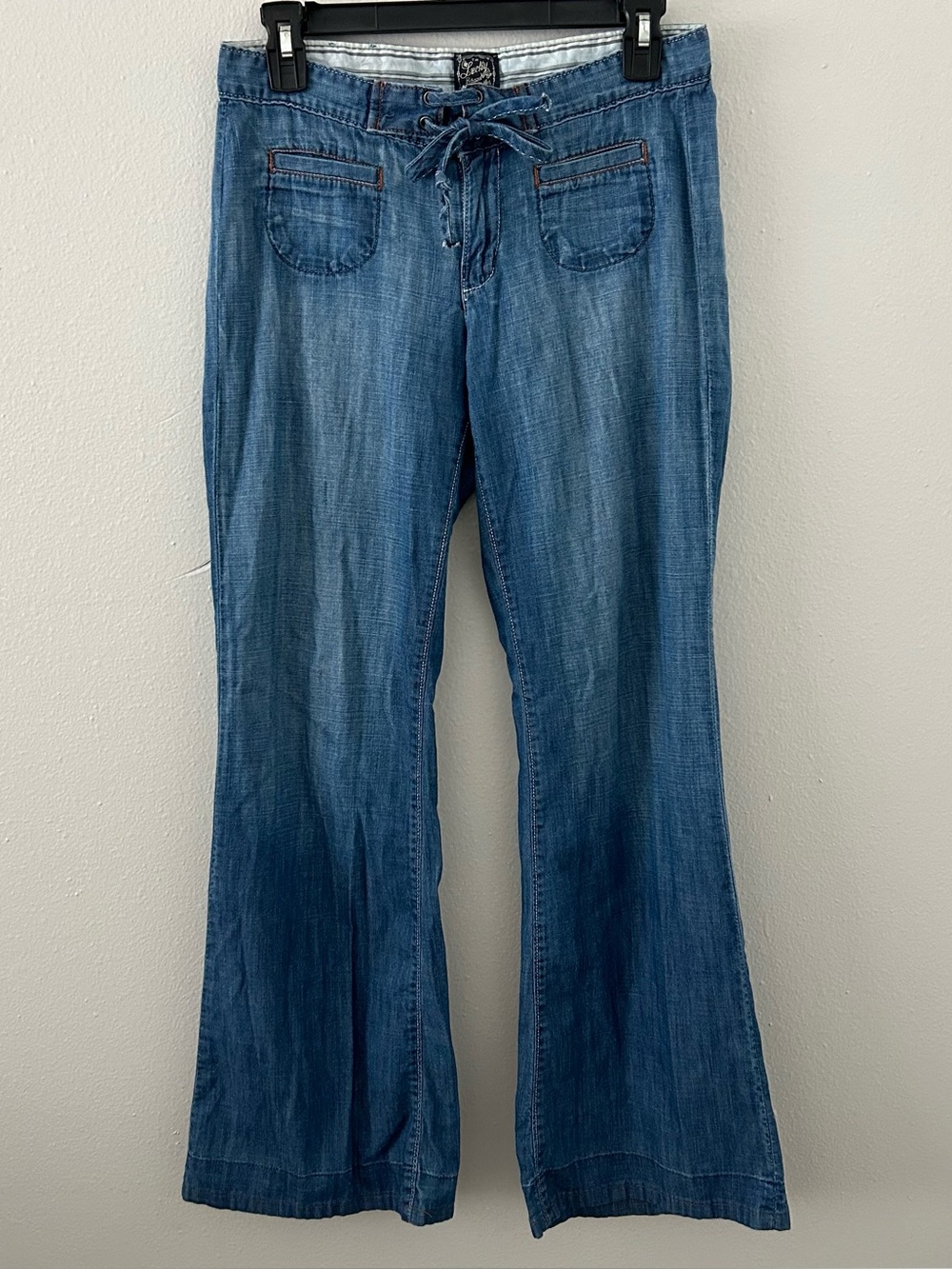 Vintage Lucky Brand Wide Leg Chambray Jeans Lightweight Pants Pockets Sz 2 Boho